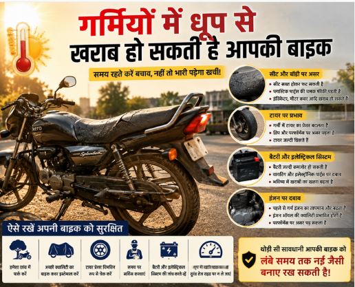 गर्मियों में धूप से खराब हो सकती है आपकी बाइक, जानिए कैसे रखें सुरक्षित