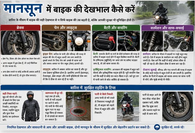 मानसून में बाइक की देखभाल बेहद जरूरी, इन आसान टिप्स से रखें सुरक्षित