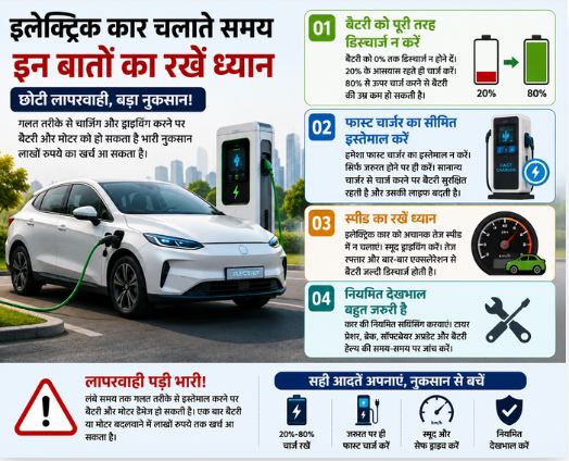 Electric Car Tips: इन 4 गलतियों से बचें, नहीं तो बैटरी और मोटर पर आएगा लाखों रुपये का खर्च