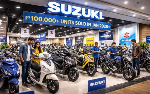जनवरी 2026 में सुजुकी का धमाका: 1 लाख से ज्यादा टू-व्हीलर बिक्री, बाजार में पांचवें स्थान पर पहुंची कंपनी जनवरी 2026 में सुजुकी का धमाका: 1 लाख से ज्यादा टू-व्हीलर बिक्री, बाजार में पांचवें स्थान पर पहुंची कंपनी
