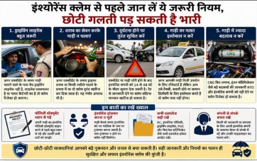 इंश्योरेंस क्लेम से पहले जान लें ये जरूरी नियम, छोटी गलती पड़ सकती है भारी इंश्योरेंस क्लेम से पहले जान लें ये जरूरी नियम, छोटी गलती पड़ सकती है भारी