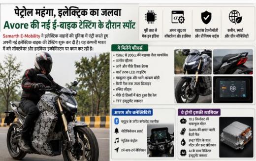 पेट्रोल महंगा, इलेक्ट्रिक का जलवा: Avore की नई ई-बाइक टेस्टिंग के दौरान स्पॉट पेट्रोल महंगा, इलेक्ट्रिक का जलवा: Avore की नई ई-बाइक टेस्टिंग के दौरान स्पॉट