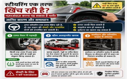 स्टीयरिंग एक तरफ खिंच रही है? नजरअंदाज करना पड़ सकता है भारी, जानिए कारण और समाधान स्टीयरिंग एक तरफ खिंच रही है? नजरअंदाज करना पड़ सकता है भारी, जानिए कारण और समाधान