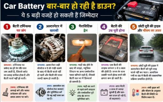 Car Battery बार-बार हो रही है डाउन, ये 5 बड़ी वजहें हो सकती हैं जिम्मेदार